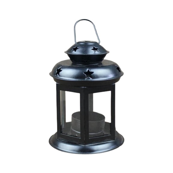 Simple European Style Wrought Iron Castle Candle Holder Hollow Glass Wind Lantern for Candlelight Dinner Wedding Props