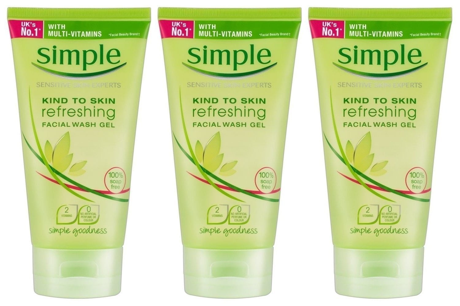 Simple Facial Wash Gel, Refreshing, 5 oz Pack of 3