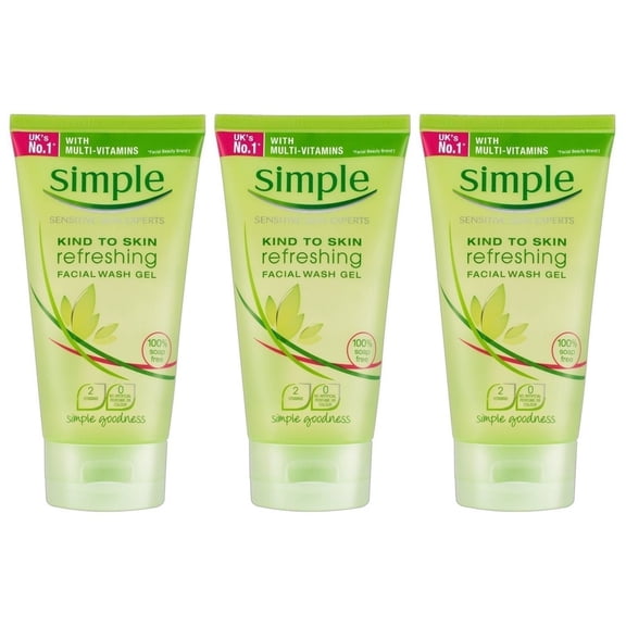 Simple Facial Wash Gel, Refreshing, 5 oz Pack of 3