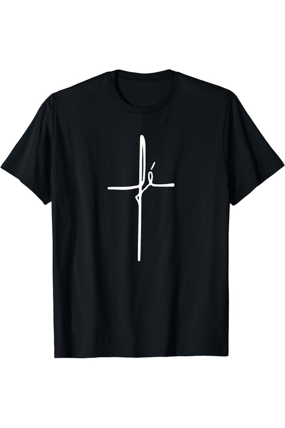 Simple Faith Cross in Portuguese - Camiseta Fe T-Shirt Black 3X-Large