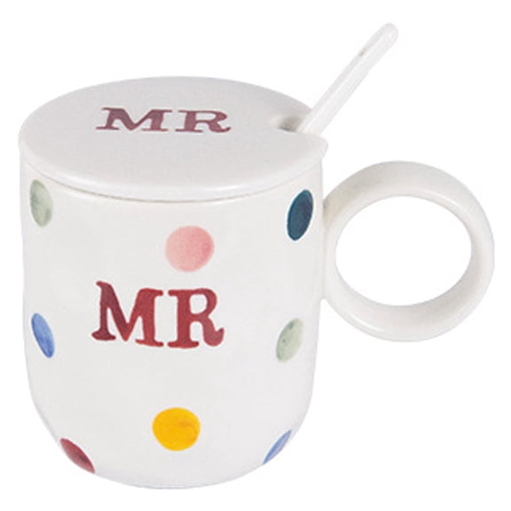 Simple Family Mugs Small Fresh Ceramic Couples with Spoons and Lids, Mr Mrs Mugs,