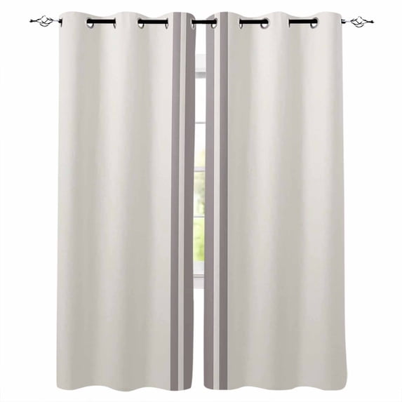 Simple Farmhouse Style, Blackout Curtains 45 Inches Long for Bedroom, Abstract Grey Geometric Stripe Thermal Insulated Room Darkening Black Out Window Curtain Panels Grommet Drapes for Living Room