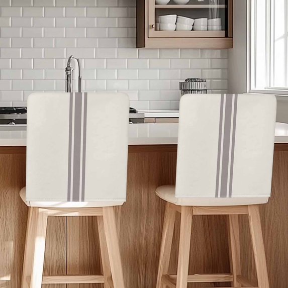 Simple Farmhouse Style,Chair Back Cover for Dining Room Set of 8,Abstract Grey Geometric Stripe Removable Kitchen Chair Slipcovers,Washable Seat Protector for Restaurant Party Banquet Wedding Décor