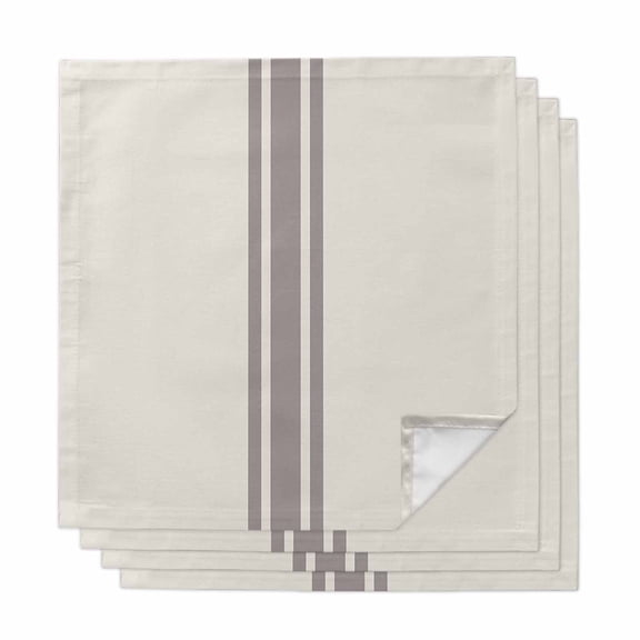 Simple Farmhouse Style, Cloth Napkins, Abstract Grey Geometric Stripe Washable and Reusable Dinner Napkins Set of 4, Table Napkin for Kitchen Party Birthday Wedding Hotel Housewarming 20"x20"