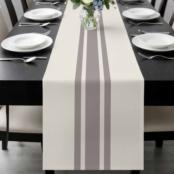 Simple Farmhouse Style, Table Runner 72 Inches Long, Abstract Grey Geometric Stripe Kitchen Coffee Dining Table Decoration for Home Party Birthday Wedding Home Decor 14x72 Inches