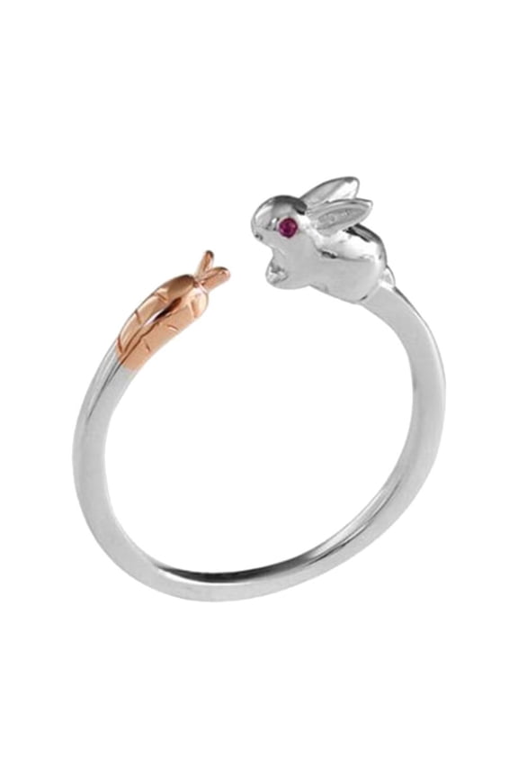 Simple Fashion Bunny Carrot Ring, Alloy Material, Cute Unique Design, Lightweight, Suitable for Daily Wear, Gift for Friends, Personalized Jewelry