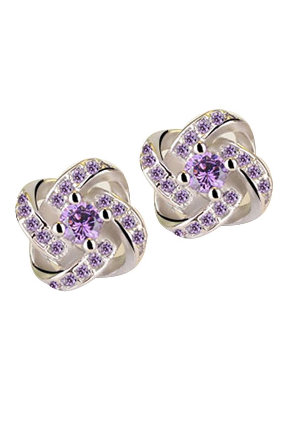 Simple Fashion Diamond Eternal Star Stud Earrings - For Women, Zircon Material, Silver Color, Quality Guaranteed, Suitable For Weddings & Daily Wear, 1 Pair