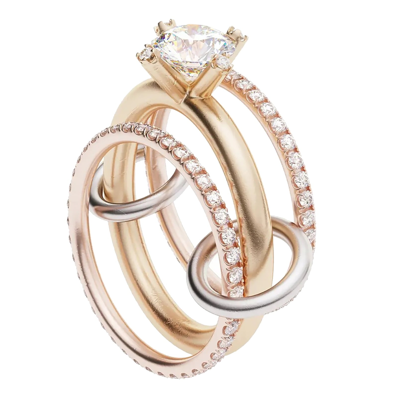 Simple Fashion Diamond Four Prong Three Piece Ring Clasp Rings Women's