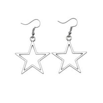 Simple Fashion Large Star Pendant Earrings for Women Hollow out Star Drop Dangle Earrings Silver Ear Hook Jewelry Birthday Gift