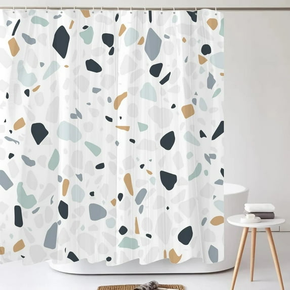 Simple Fashion Nordic Terrazzo Shower Curtain Print Modern Minimalist Polyster Home Decor Bathroom Curtain with
