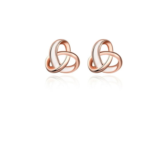 Simple Fashion Plated Rose Gold Cross Knot Stud Earrings