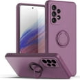 thumbnail image 1 of Simple Fashion Soft Silicone Back Ring Phone case Holder car Magnetic Shockproof Back Cover for Samsung Galaxy S23 Ultra S22 Plus S20 S21 FE S10 Lite(Purple,Samsung S22), 1 of 8