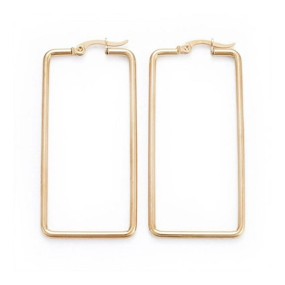 Simple Fashion Stainless Steel Hoop Earrings Geometrical Rectangle Gold A181