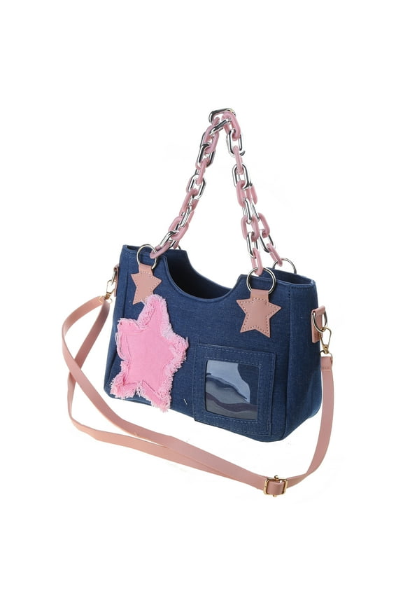 Simple Fashion Underarm Bag Denims Shoulder Bag Handbags Shopping Bag Commute Tote Purse for Women Teen Girls