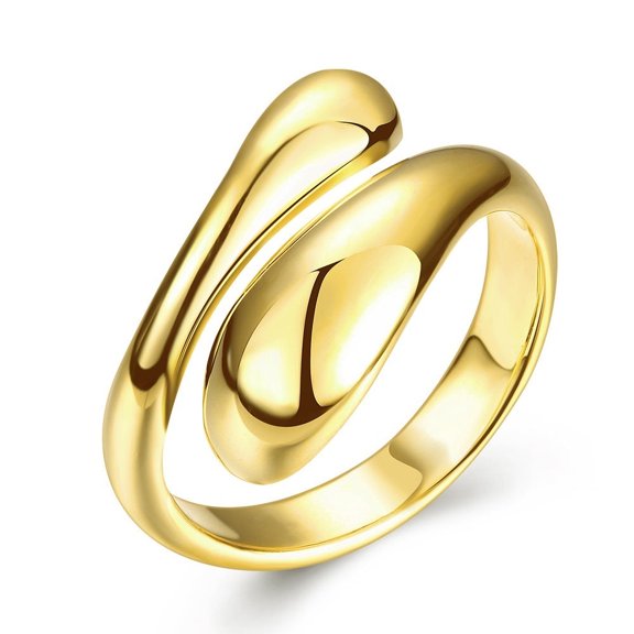 Simple Fashionable Golden Geometric Ring For Women Adjustable Copper Band Round Minimalist Style Jewelry Trend