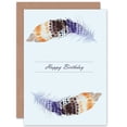 thumbnail image 1 of Simple Feather Happy Birthday Greetings Card Plus Envelope Blank inside, 1 of 3
