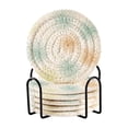 thumbnail image 1 of Simple Fireworks Pattern 4in Bar Coasters Set of 6 with Storage Rack Durable Heat Resistant, 1 of 7