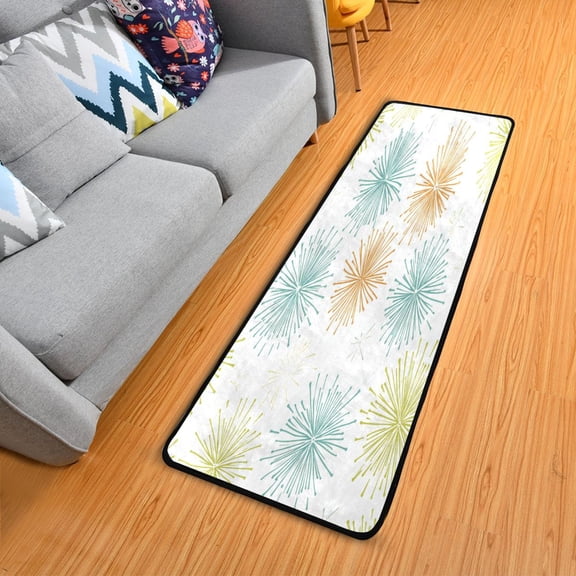 Simple Fireworks Pattern Elegant Area Rug 72" x 24" Non-Slip Polyester with Cotton Padding