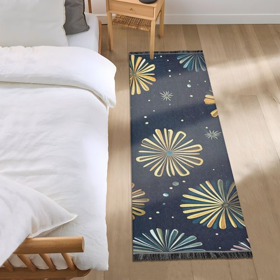 Simple Fireworks Picture Bedroom Runner Rug 2'x 6' Non Slip Carpet Indoor Home Area Rug Living Room