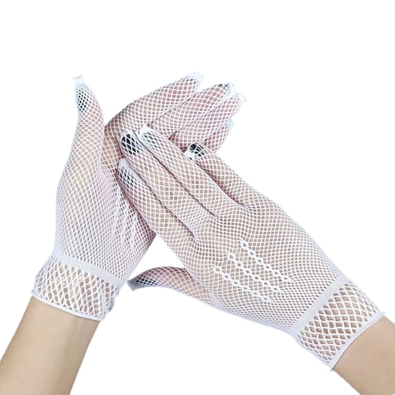 Simple Fishnet Gloves For Bridal Event Stretchable Short Gloves Mesh Sunproof Handwear for Wedding and Theme Occasion