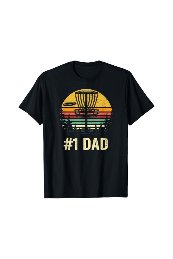 #1 Dad Disc Golf Gift Number One Father Frisbee Golfing Disk T-Shirt All Size S-5Xl