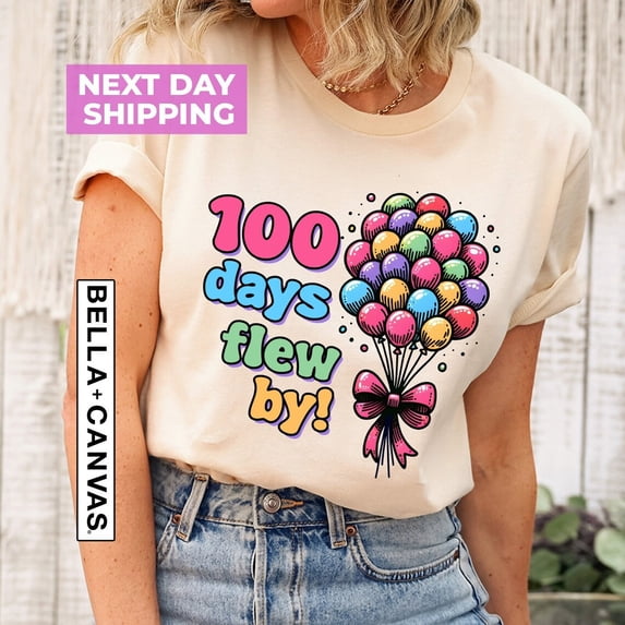 Simple Fit 100 Days Flew By Shirt, Teacher Shirt, Teacher Tee, Teacher T-Shirt, 100 Days of School shirt, 100th Day of School Shirt, Happy 100 Days Tee