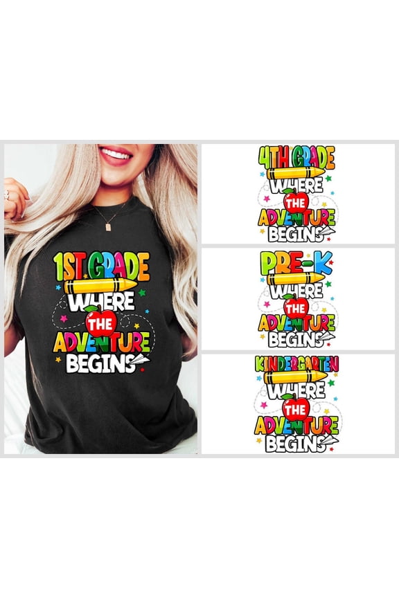 1st Grade Where The Adventure Begins Shirt, School Where The Adventure Begins, School Headstart Shirt, Welcome To School shirt, Teacher Tee