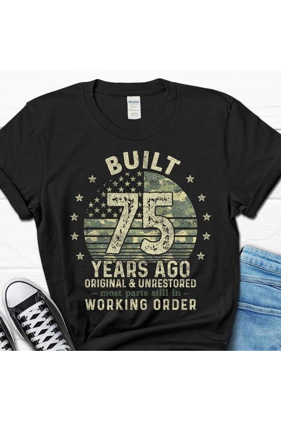 Simple Fit 2025/75Th Birthday Dad T-Shirt, Built 75 Years Ago Shirt, 75 Year Birthday Gift, All Size S-5XL