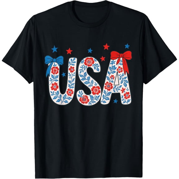 Simple Fit 4Th July Usa Flower Independence Day Patriotic 4Th Of July T-Shirt