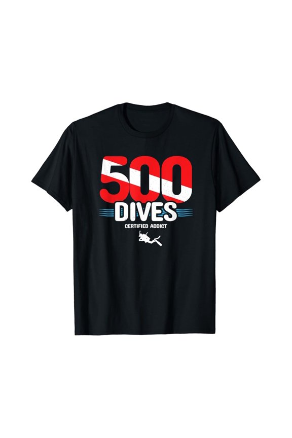 500Th Dive - Diver Down Flag - Scuba Diving T-Shirt All Size S-5XL