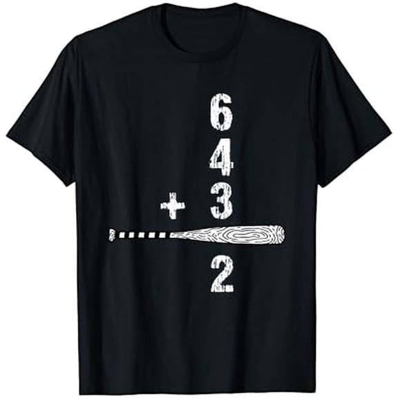Simple Fit 6 + 4 + 3 = 2 Baseball Softball Double Play Math T-Shirt All Size S-5Xl