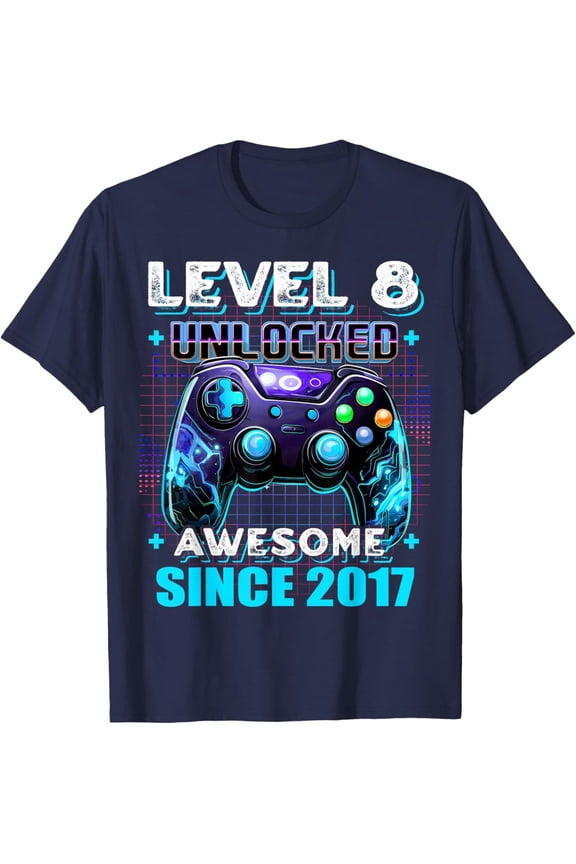 8Th Birthday Boy Level 8 Gamer 8 Year Video Game Party T-Shirt All Size S-5Xl
