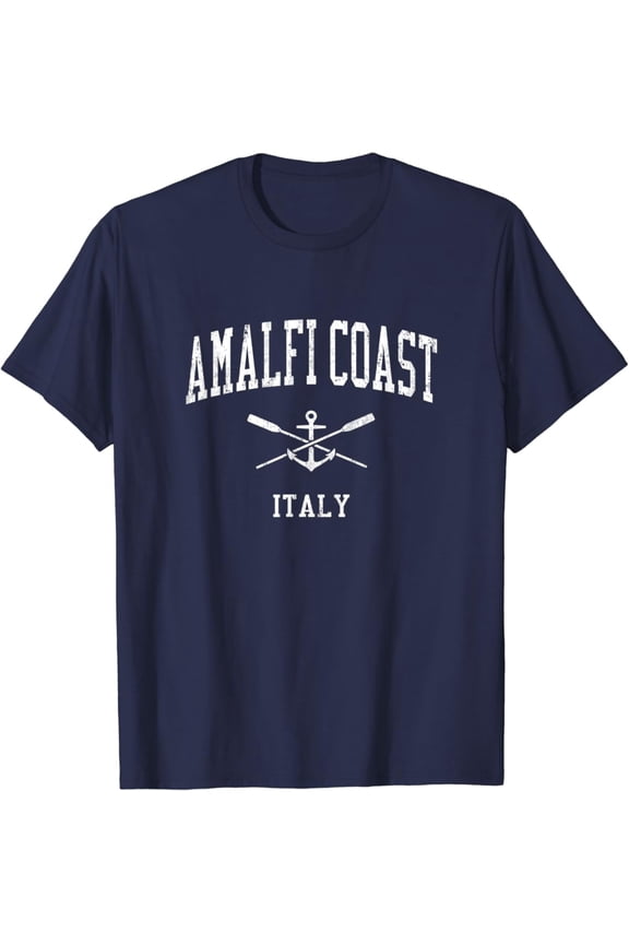 Amalfi Coast Vintage Crossed Oars & Boat Anchor Sports T-Shirt All Size S-5XL