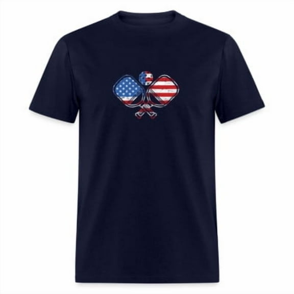 Simple Fit American Flag Pickleball Paddle T-Shirt All Size S-5XL