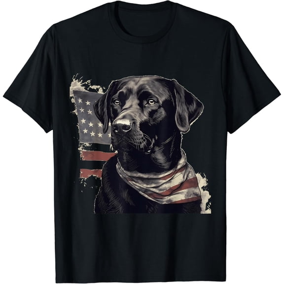 Simple Fit American Usa Flag Lab Owner Black Labrador Retriever T-Shirt