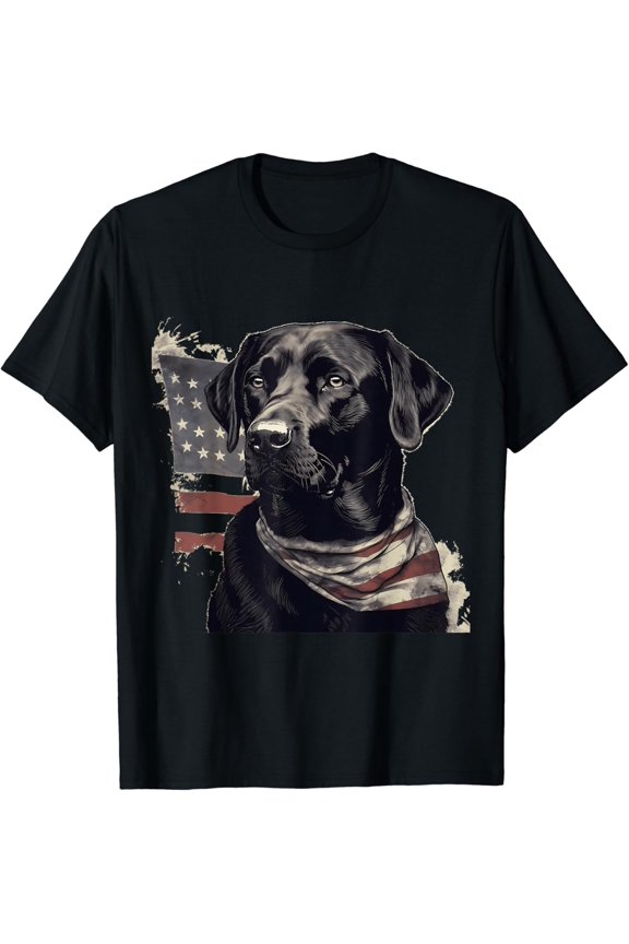 American Usa Flag Lab Owner Black Labrador Retriever T-Shirt