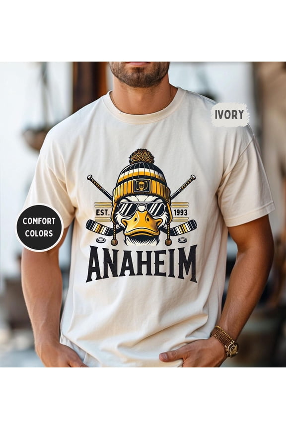 Anaheim Hockey T-Shirt, Unisex Tee, Duck Sports Fan Apparel, Gift For Hockey Lover, Vintage Style Shirt All Size S-5Xl