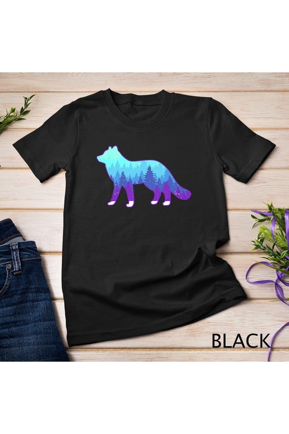 Arctic Fox Design With Landscape - Animal Print Arctic Fox Unisex T-Shirt Gift For Him/Her Gift For Him/Her