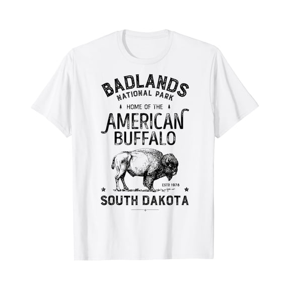 Simple Fit Badlands T Shirt Buffalo Bison South Dakota