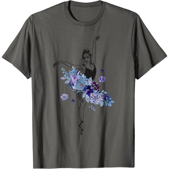 Simple Fit Ballet Dancer Dance Girl Ballerina Flower Floral T-Shirt