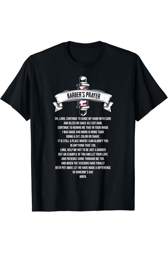 Barber'S Prayer Barbershop Religious Hairstylist Barber Mens T-Shirt