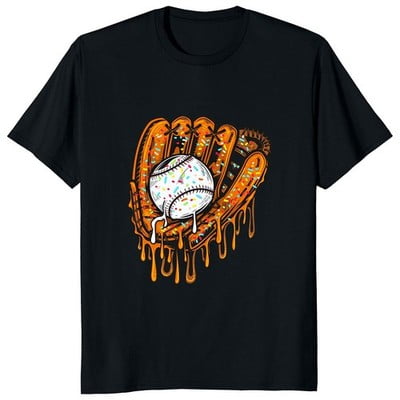 Simple Fit Baseball Glove Drip Ice Cream Sprinkles Baseball Player Gift Unisex T-Shirt All Size S-5XL