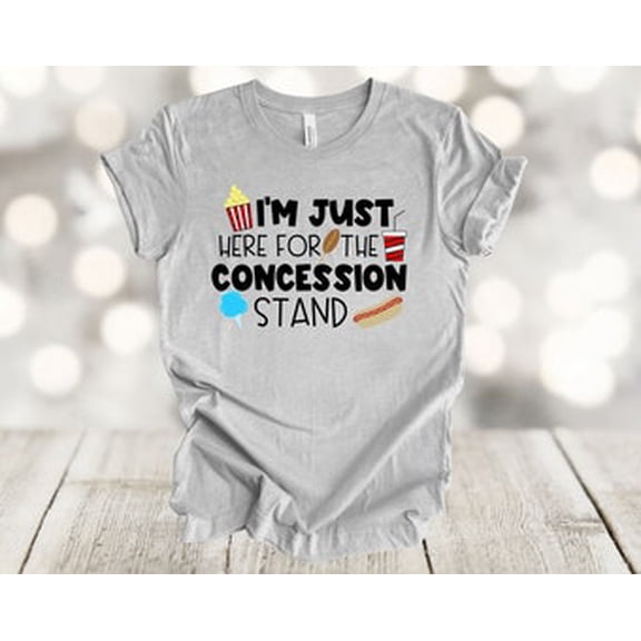 Simple Fit Baseball Shirt, I'm Just Here For The Concession Stand, Baseball Mom, Unisex Tee, Plus Sizes Available, Sizes All Size S-5XL