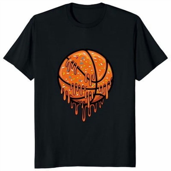 Simple Fit Basketball Ice Cream Drip Sprinkles Dripping Basketball Player Unisex T-Shirt All Size S-5XL