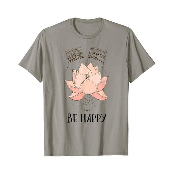 Simple Fit Be Happy Zen Hands with Lotus Flower Mandala Meditation Gift T-Shirt All Size S-5XL
