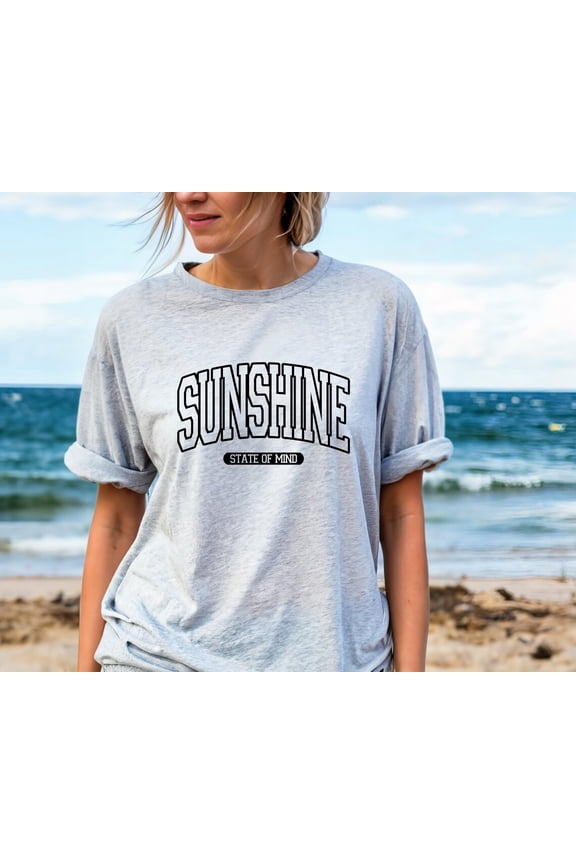 Beach Tshirt, S-5Xld Summer Tee, Preppy Clothes, Sunshine State Of Mind, Handmade Printed Shirt, Trendy Beach Clothes
