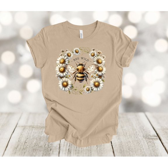 Simple Fit Bee Shirt, Bee Wild, Daisy Wreath, Honey Bee, Teacher Shirt, Several Color Choices, Unisex Tee, Plus Size Available All Size S-5XL
