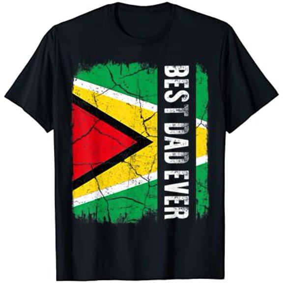 Simple Fit Best Guyanese Dad Ever Guyana Flag Father'S Day T-Shirt