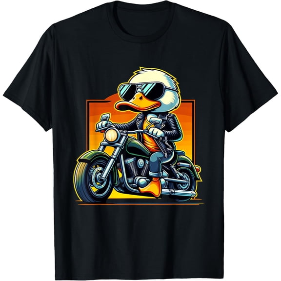 Simple Fit Biker Duck Riding Motorbike T-Shirt
