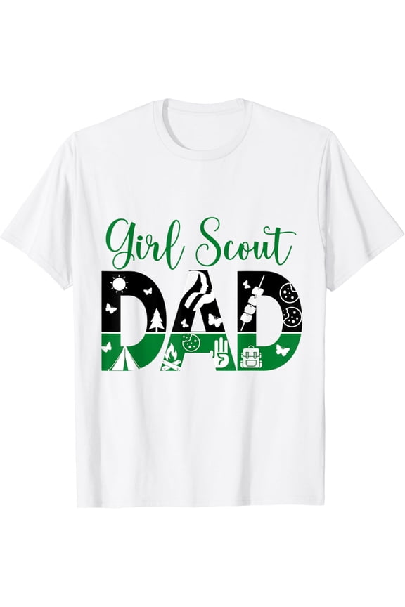 Black And Green Dad Scout For Girls Cookie Camping T-Shirt